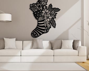 Christmas Stocking Wall Decor SVG, Laser Cut Files