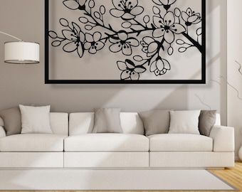 Floral Tree Branch wall decor, DXF, EPS, Png, Ai SVG  Files, Leather Engraving, Etching Vector file, Cnc cut