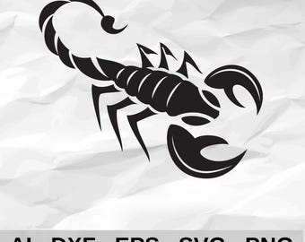 Scorpion Design, Scorpion Laser Cut Svg, Dxf, Eps, Ai, Png, Metal Cut, Wood Cut, Engraving Design, Tribal Scorpion Vector