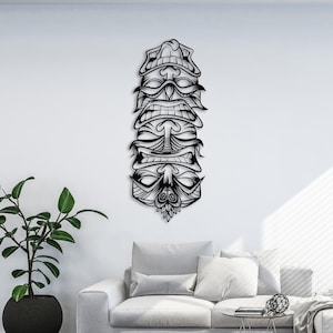 Tiki Mask wall decor, DXF, EPS, Png, Ai SVG Bundle Files, Leather Engraving, Etching Vector file, Cnc cut
