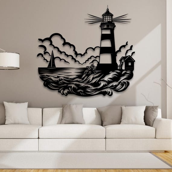 Lighthouse Decor, dxf, eps, svg, png, ai files, Nautical art, Outdoor Beach, laser cut, metal cut, cnc, Glowforge, Wood cut