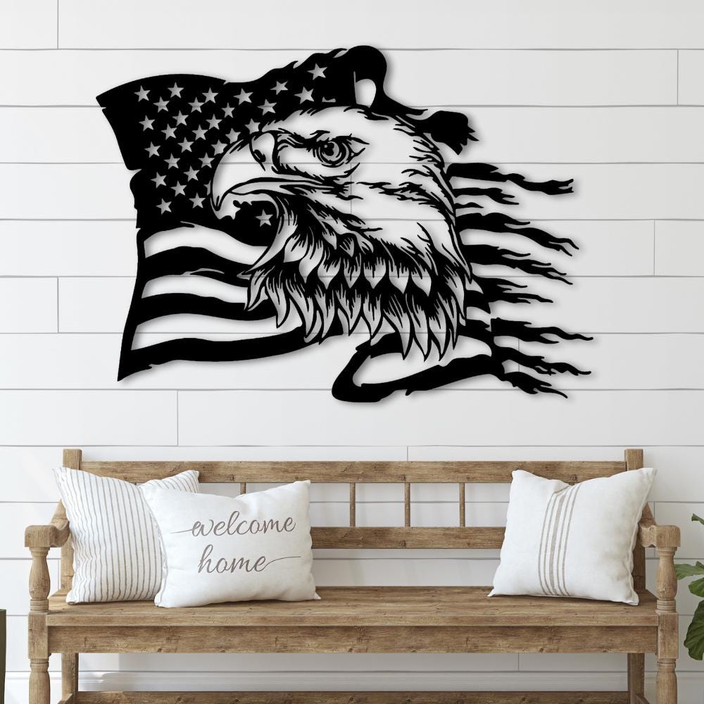 American Eagle USA Flag Metal Wall Art, CNC Laser Cut Files - Etsy