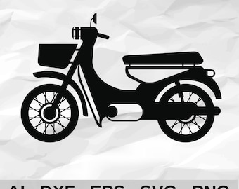 Classic Moped Scooter Side View with Front Basket Vintage Motorbike Wall Decor cnc laser cutting file svg dxf