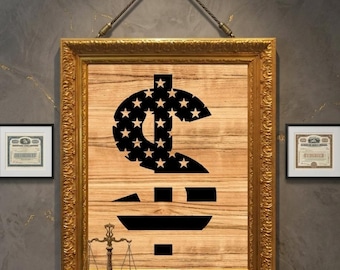 USA Flag Dollar Sign Monogram, Patriotic Alphabet Design, Stars Stripes Initial (Digital Download)