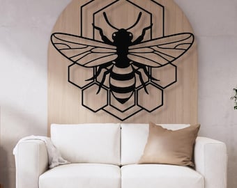 Geometric Bee wall decor, DXF, EPS, Png, Ai SVG  Files, Leather Engraving, Etching Vector file, Cnc cut