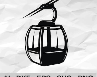 Ski Gondola Cable Car Cabin on Cable Mountain Ski Resort Wall Decor cnc laser cutting file svg dxf