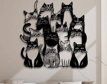 Cats laser cut DXF, Svg, Eps, Png Files, cats, animal, home decor, wall art, Cut File For Cnc Plasma