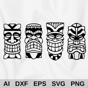 Tiki Maske Wanddekor, DXF, SVG, Eps, Png-Dateien, Tiki Maske Dekor, Schnittdatei für Cnc Laser Glowforge, Holzschnitt,