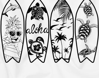 Surfboard Laser Cut Files | Tropical Beach Wall Art (svg, dxf, eps, ai, png)