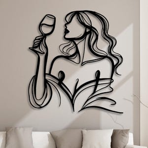 Bicchiere da vino che tiene donna tagliata al laser DXF, Svg, Eps, file PNG, vino, bicchiere, donne arredamento per la casa, arte murale, file di taglio per CNC Plasma