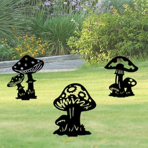 Mushroom garden stake, Cute Mushroom Plant Marker, DXF, Eps, Png, Ai, Svg Bundle, Laser Cut, Cricut