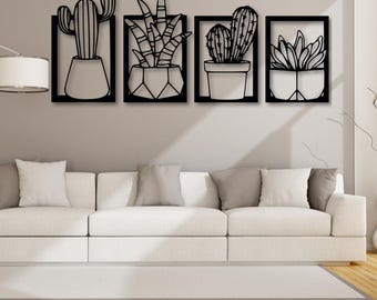 Cactus Wall Art, Laser Cut Files (svg, dxf, ai, eps, png)