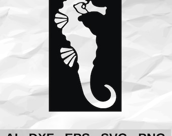 Seahorse in Rectangle Panel Negative Space Ocean Nautical Bathroom Wall Decor cnc laser cutting file svg dxf