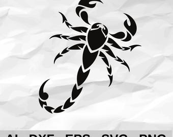 Scorpion Zodiac Design, Scorpion Laser Cut Svg, Dxf, Eps, Ai, Png, Metal Cut, Wood Cut, Engraving File, Scorpion Tattoo Vector