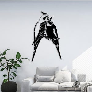 Lovebirds Wall Art, Silhouette di uccelli DXF, Eps, Png, Ai, Svg Bundle Files, Incisione su pelle, File vettoriale per incisione, Taglio CNC 2D