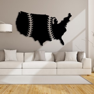SVG, DXF, Eps, Png, Ai, USA mit Baseball gestickter Landkarte, Ai-Dateien, Leder Gravur, Vektor Datei, 2d Cnc, Metall, Glowforge, Holz.