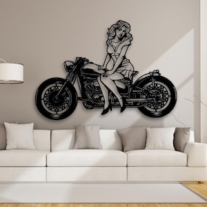 Harley Davidson girl wall decor DXF, EPS svg, png, files, harley stickers Cut File For Cnc Plasma Laser Glowforge, Wood cut, high quality