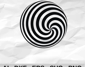 Spiral Optical Illusion Circle Abstract Swirl Op Art Modern Wall Decor cnc laser cutting file svg dxf