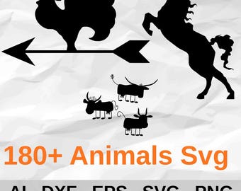 180+ Animal SVG Bundle: Forest, Safari Silhouettes (Digital Download)
