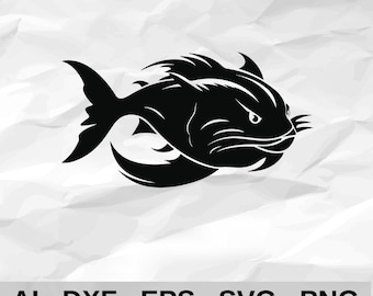 Catfish Side View Swimming with Barbels Fishing Lake House Wall Decor cnc laser cutting file svg dxf