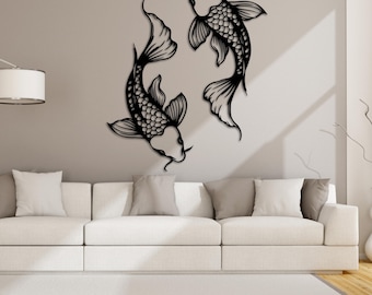 Diseño de mandala de pez koi (SVG, DXF, EPS, PNG). Archivo de corte para CNC, plasma, láser, Glowforge, corte de madera e impresora 3D.
