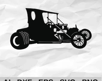 Vintage Hot Rod T Bucket Roadster Side View Classic Car Garage Wall Decor cnc laser cutting file svg dxf