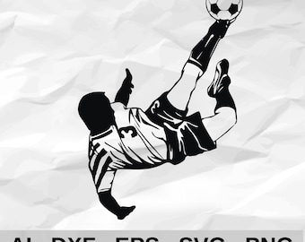 Soccer Player Bicycle Kick Football Overhead Kick Sport Wall Decor cnc laser cutting file svg dxf