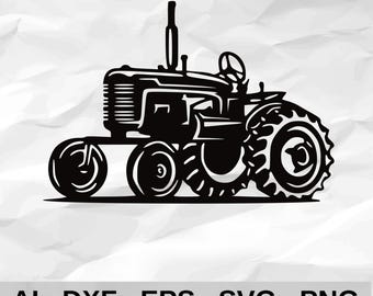 Vintage Farm Tractor Side View with Exhaust Stack Antique Farmhouse Wall Decor cnc laser cutting file svg dxf