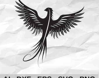 Phoenix SVG, Rising Phoenix Silhouette Cut File, Firebird Vector Design, Tribal Phoenix Clipart, Mythological Bird Art DXF PNG