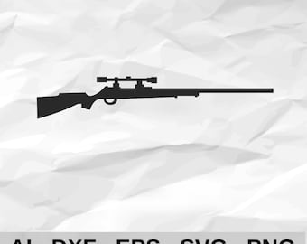 Bolt Action Hunting Rifle with Scope Side View Silhouette Cabin Wall Decor cnc laser cutting file svg dxf