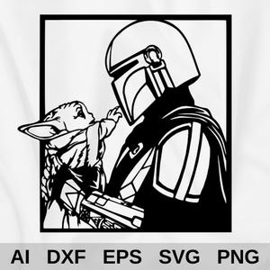 Mandolarische Grogu Metall Wanddekor DXF, SVG, Eps, Png, Ai-Dateien, Star Wars Liebhaber, Schnittdatei für Cnc Laser Glowforge, Holzschnitt
