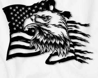 American Eagle USA Flag Metal Wall Art, CNC Laser Cut Files