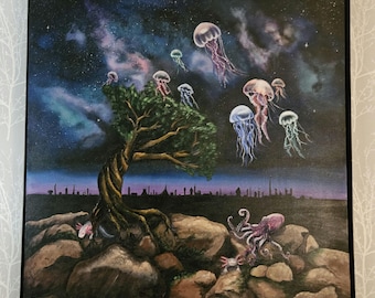 Migration- 36x36 original painting acrylic on canvas