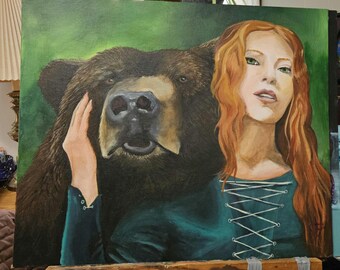 Ich wähle das Bären-Originalgemälde auf 20x24 Leinwandbrett
