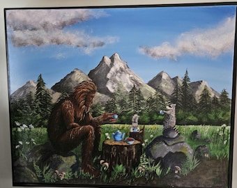 Bigfoot tea- 16x20 original artwork