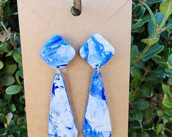 Blue and White Earrings