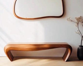 Handgefertigte echte Nussbaum Holzbank: Mid-Century Eingangsbereich Moderne Haus und Büro Dekor Möbel Bank