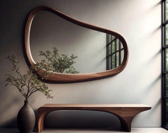 Handmade real Walnut Wooden Bench: Mid-Century  Entryway Modern Home and office Decor Furniture Bench