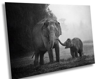 Elephant Family Photo Print: Gentle Giants at Dawn - Wall Art