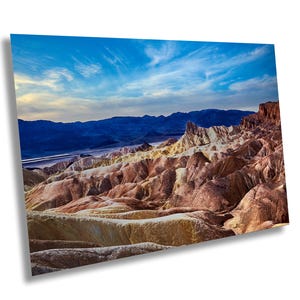 Zabriskie Point Sunset Glow - Desert Dreamscape at Death Valley | Colorful Rock Formations Canvas, Acrylic, Metal Prints | Wall Art Decor