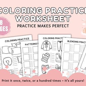Coloring Pages to Practice Skills and Techniques, Printable Instant Digital Download PDF Worksheet for Creative Colorists, Cute Coloring