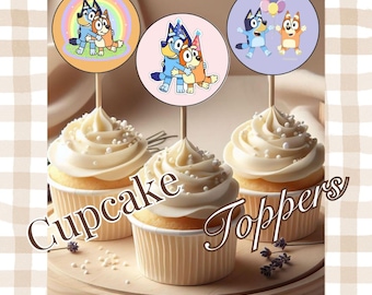 Bluey Birthday Cupcake Toppers DIY printable