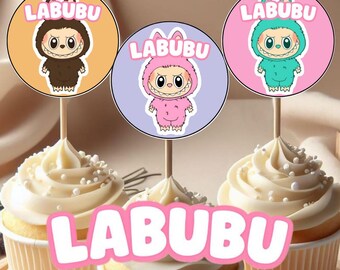 Labubu Cupcake Toppers | Printable Cute Monster Party Decor | Digital Download | Kids Birthday Cupcake Picks