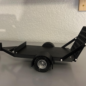RC Small Flatbed with NEW folding Rear Ramp. Toy Trailer, Model Trailer, 1/24, 1/18