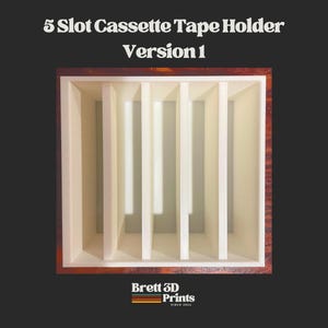 5-Slot Cassette Tape Holder – Retro Stackable Audio Display Shelf Version 1