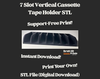 7-Slot Vertical Cassette Rack STL – 3D Printable – Digital Download