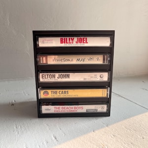 5-Slot Cassette Tape Holder, Retro Stackable Storage Shelf, Modular Organizer for Music Collections, Gift for Cassette Collectors