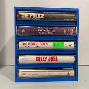 Mensola portacassette, portacassette, scaffale portaoggetti, stile retrò, può contenere 5 cassette, vari colori