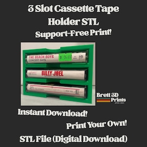3-Slot Cassette Tape Holder STL – Retro Stackable Audio Display