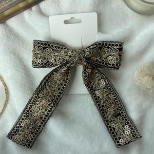 Desi Inspired Hair Bow | Floral Embroidered Hair Bow | Hair Accessories | Handmade Bow | Desi Hair Accessory | Desi Lace Accessory